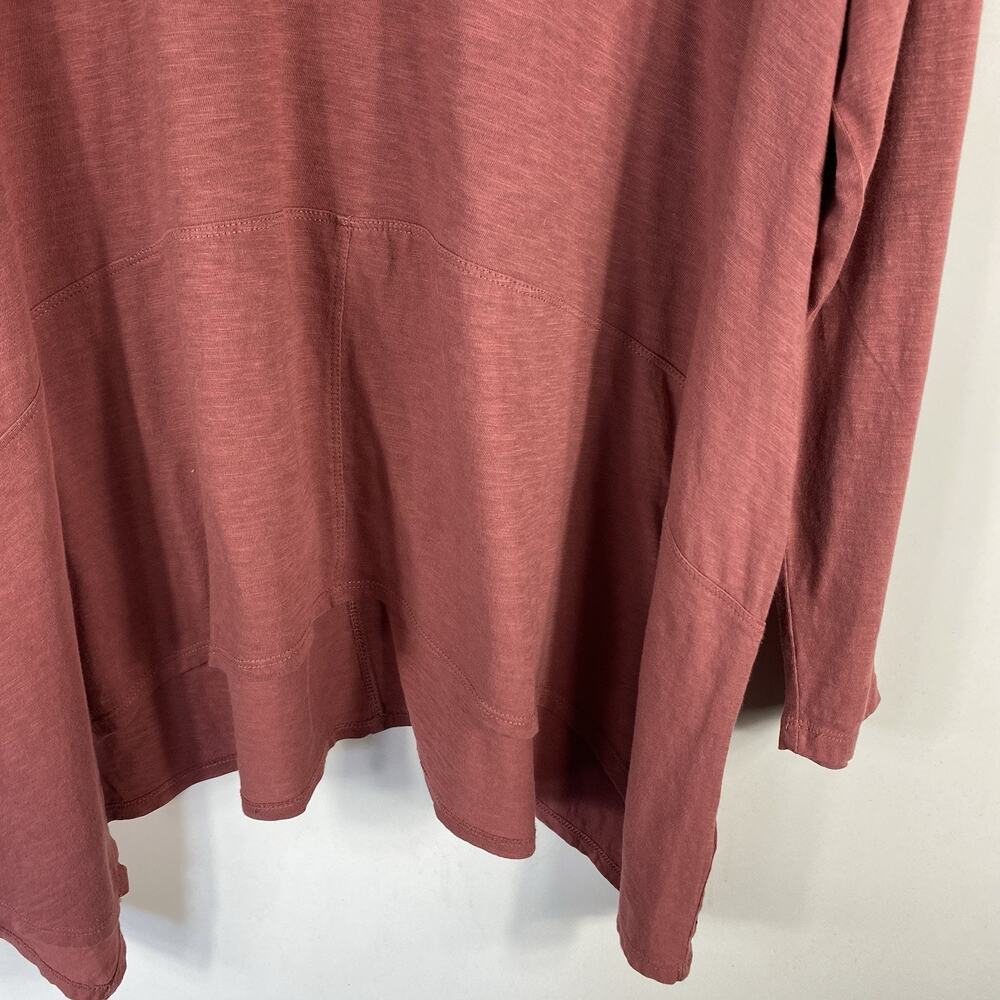 Logo Lori Goldstein Top 1X Red Curved Hem Long Sleeve 100% Cotton Tunic - Picture 3 of 6